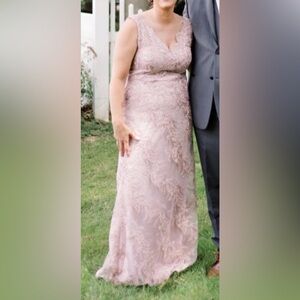 Jade Pink Sleeveless V-Neck Maxi mother of the bride/groom Gown